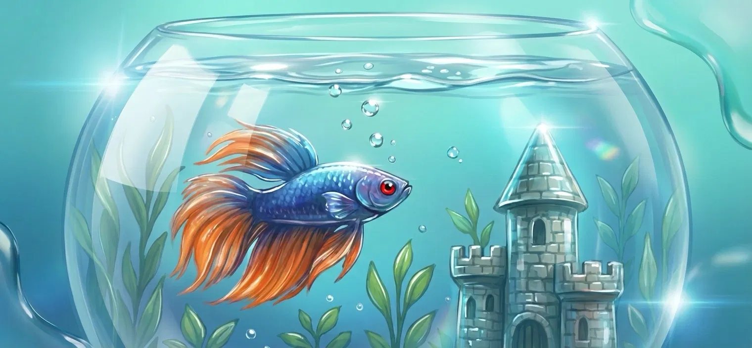 Wooden wall with cleaning items lit in purple and orange tones