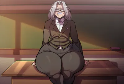 Grumpy old teacher with a thick ass and huge thighs