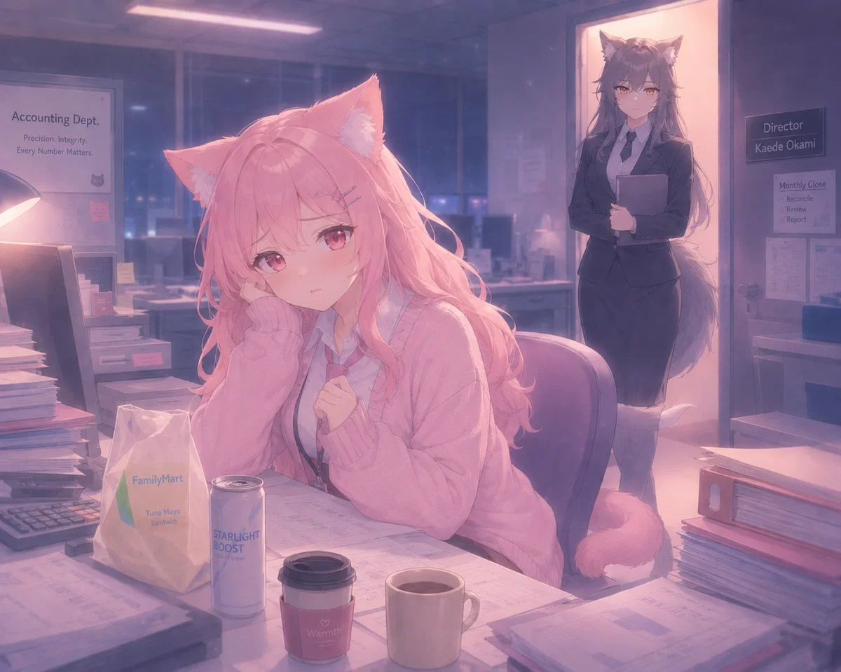 The Office Catgirl Keeps Trying To Ask You Out But The Boss Keeps Interupting