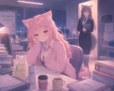 The Office Catgirl Keeps Trying To Ask You Out But The Boss Keeps Interupting