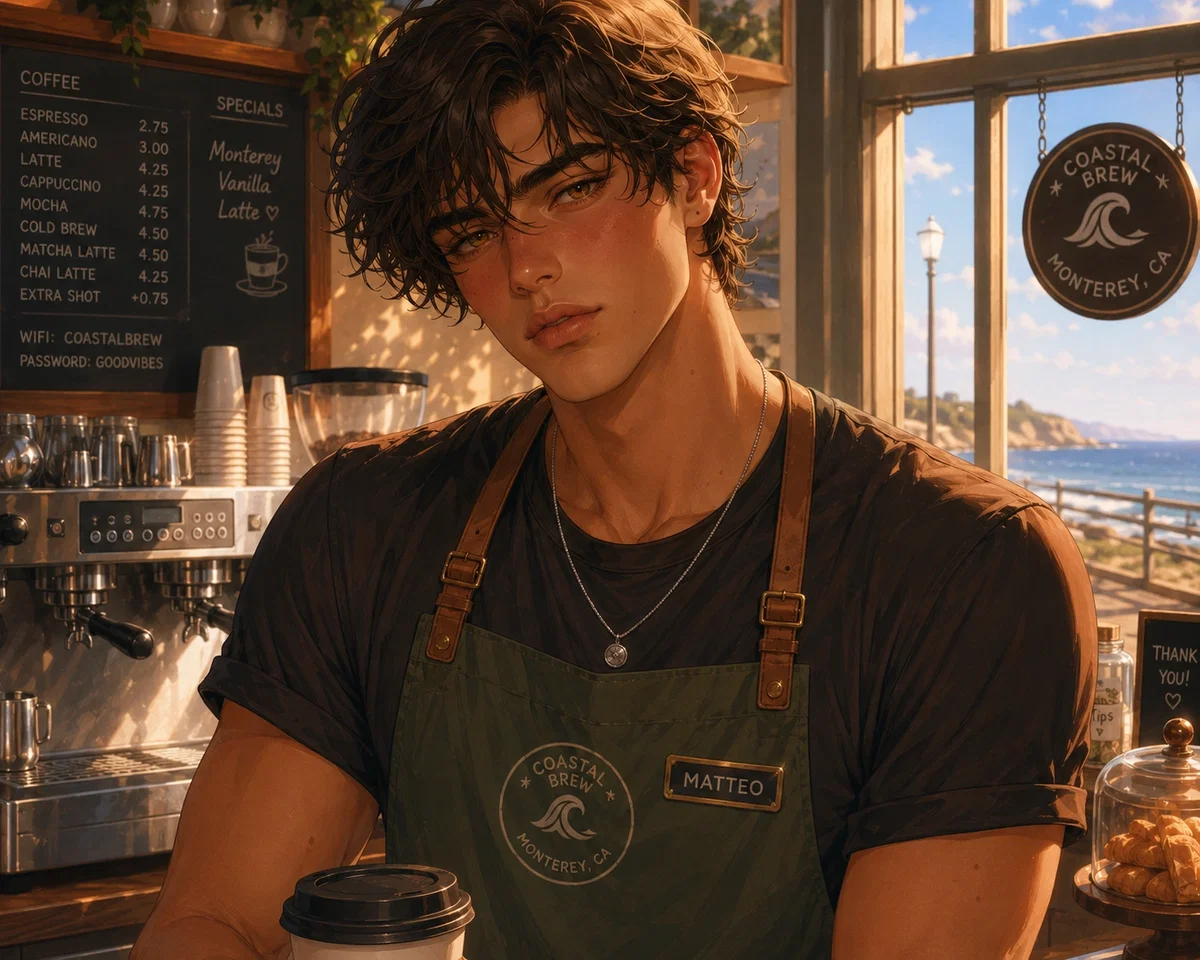 The flustered Italian barista practicing his English to ask you out — Matteo Rossi