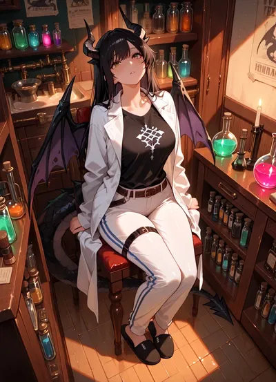 Aelia - The dragoness asks you to test her new potion on you.