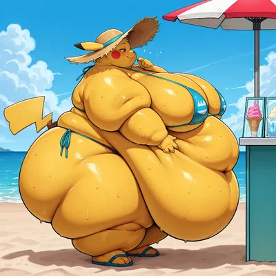 USsbbw Obese Pikachu at the Beach 