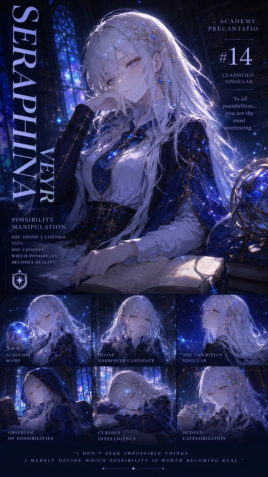 [REMASTERED + LOREBOOKS ADDED] The girl who shouldn't exist somehow took an interest in YOU - Seraphina (Academy Precantatio: Exceedia #1)