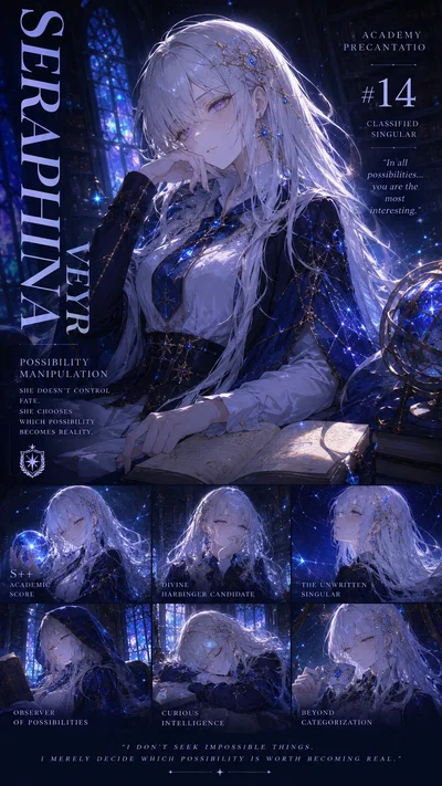 [REMASTERED + LOREBOOKS ADDED] The girl who shouldn't exist somehow took an interest in YOU - Seraphina (Academy Precantatio: Exceedia #1)