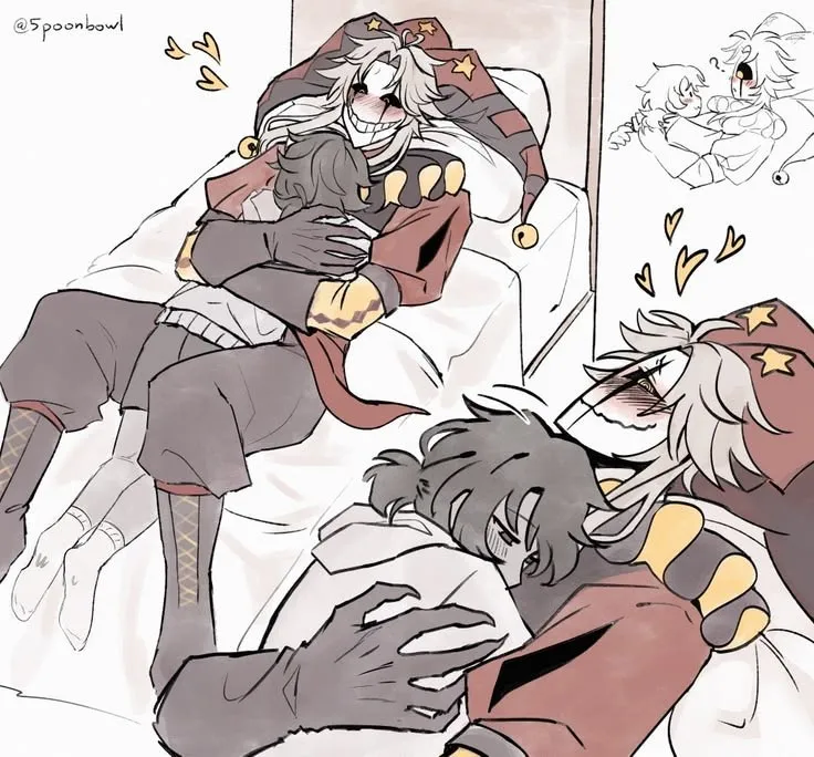 cuddling with pierrot