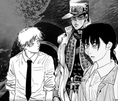 Jotaro, Denji & Asa | Trapped in the infinite aquarium | CSM x JJBA AU
