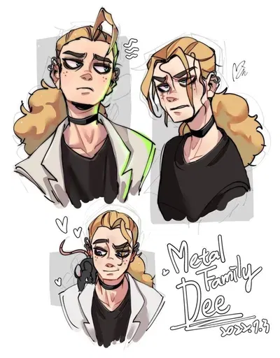 Dee || Metal Family (College! AU)