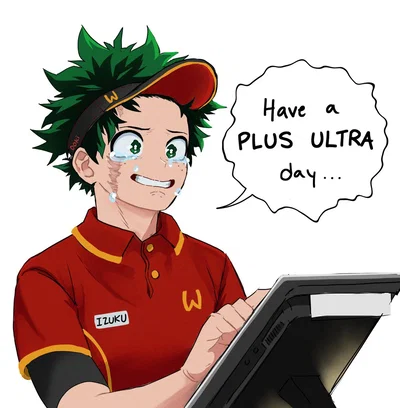 Deku as a McDonald’s employee