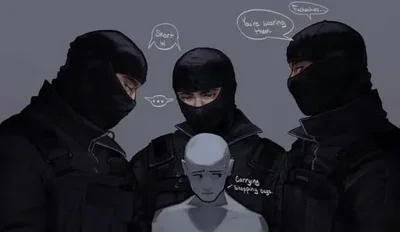 Masked man || •°You're stuck on the elevator with them°•