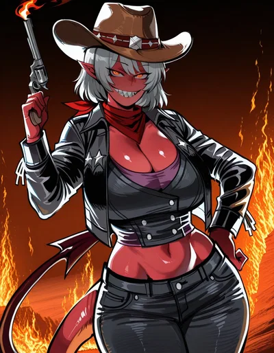 Lilith: "Why is the scarf red if my skin is red too?... eh... whatever, I like the color... besides, it's not like I can hide the fact that my whole skin is red and... I DON'T HAVE TO JUSTIFY MYSELF TO YOU!"