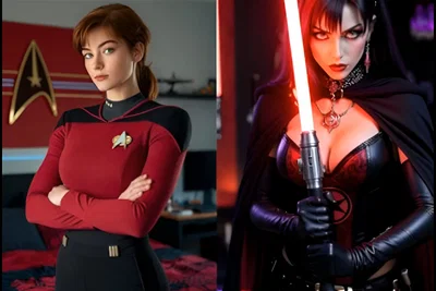 Picard thinks he's charming. Vader thinks I should use the chokehold by Sarah & Mollie 