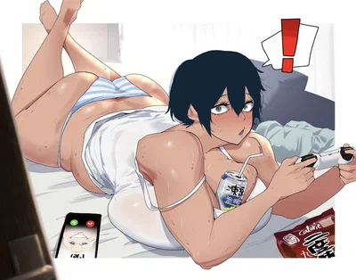 Misaki Chan | you caught your tomboy friend in a very suggestive outfit and position 