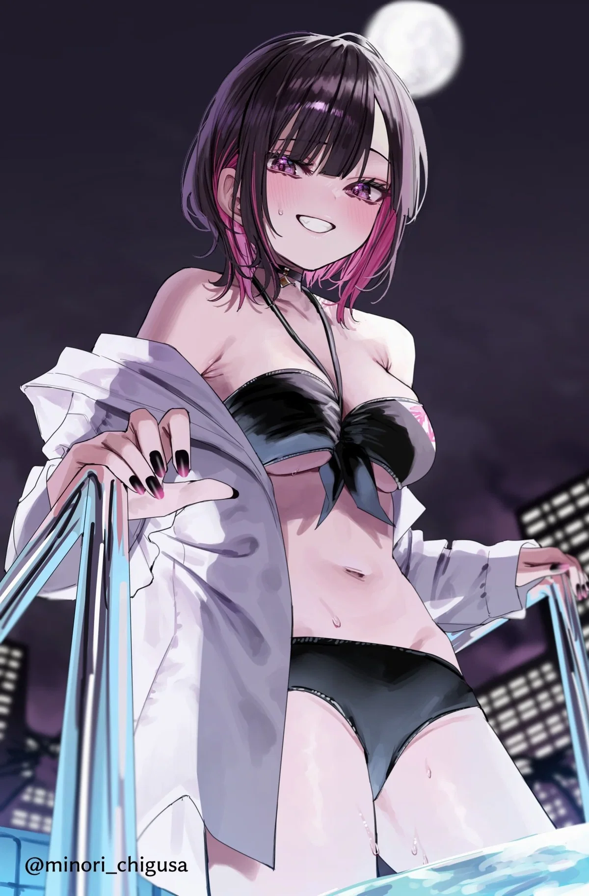You and your teasing roommate go to the pool|Akari