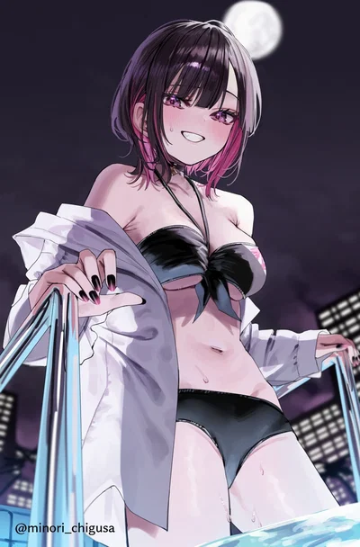 You and your teasing roommate go to the pool|Akari