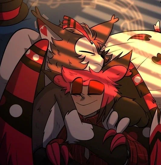 Alastor [in Husk's arms]
