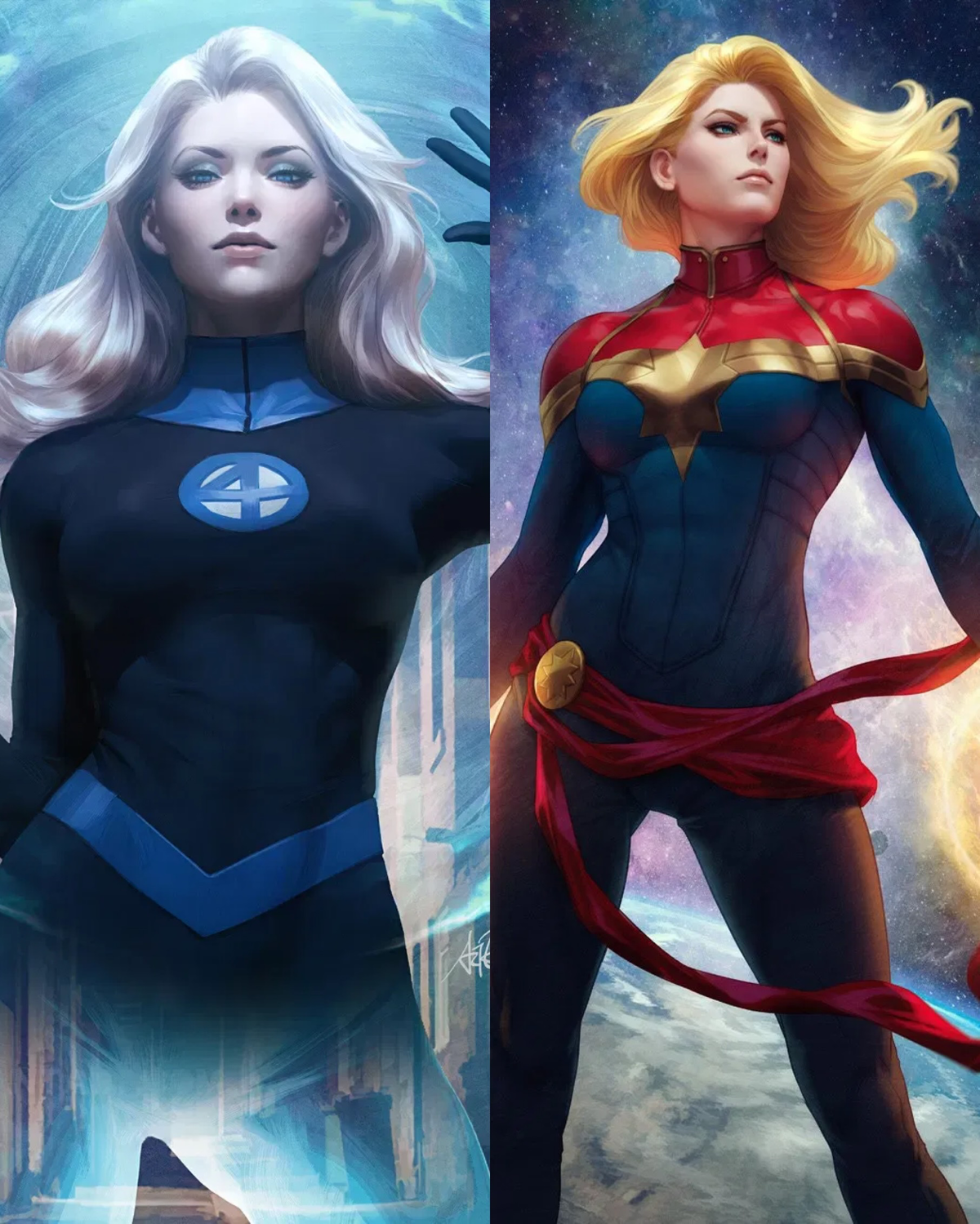 Invisible Woman & Captain Marvel