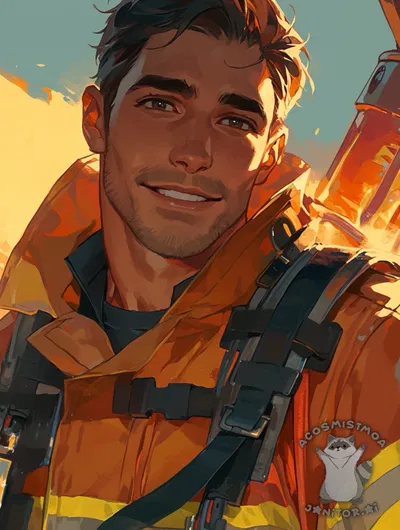 Cameron || Himbo Golden Retriever Firefighter ALT