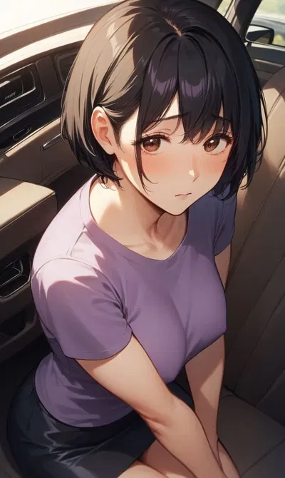 Riding on Futa Step-Sister's Lap To Camping