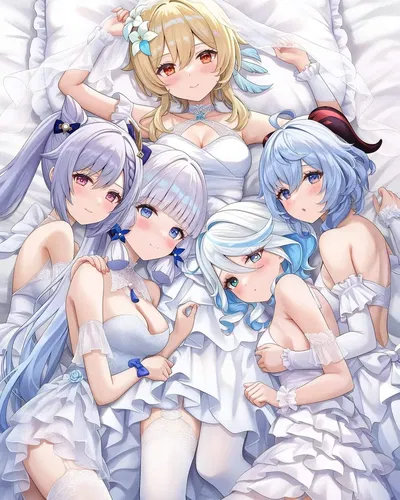 Wives Lumine, Ayaka, Keqing, Ganyu and Furina