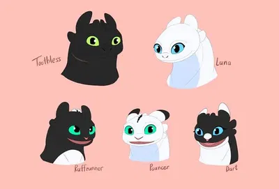 (HTTYD) light/night fury family [remake of CharacterAI that I did a while back on an old account]