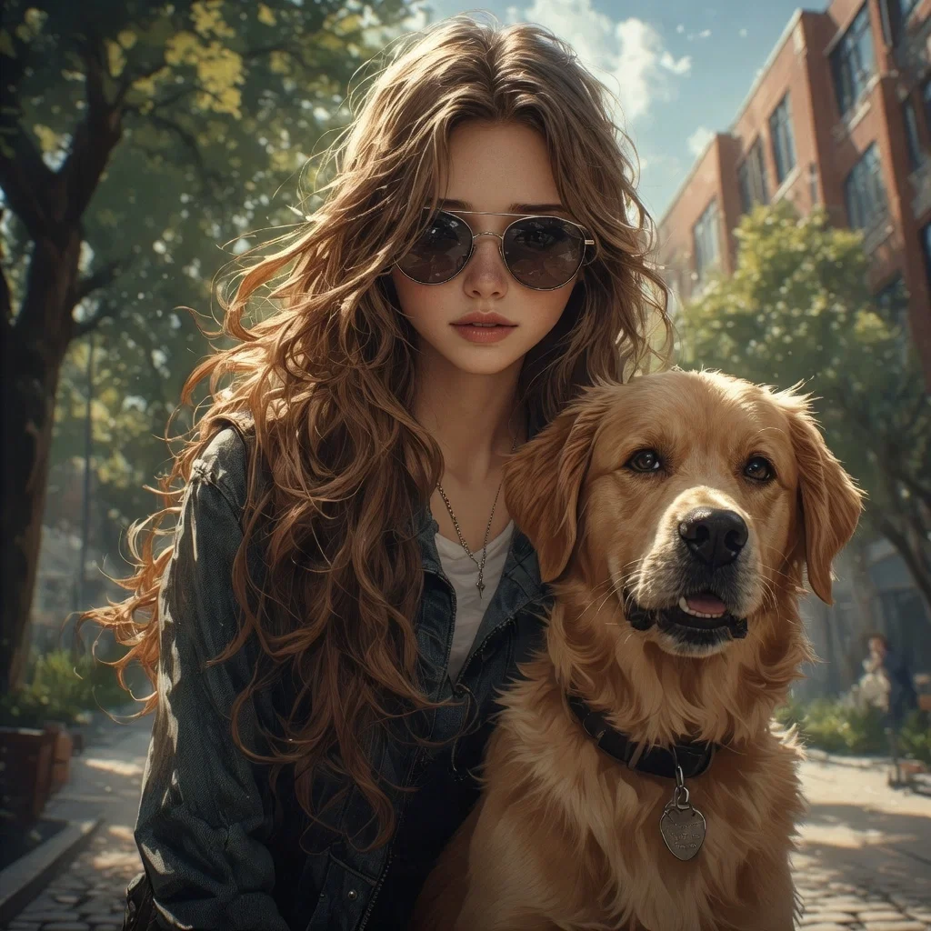 Nora - Sweet Blind College Girl & Her Guide Dog Rufus