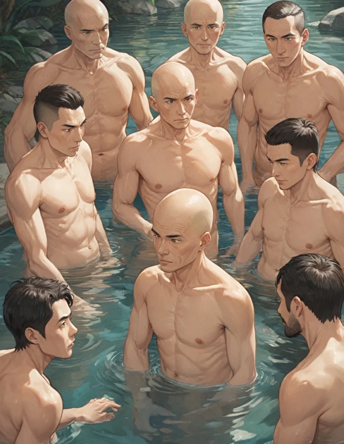 Naked Men in Hot Spring Bath