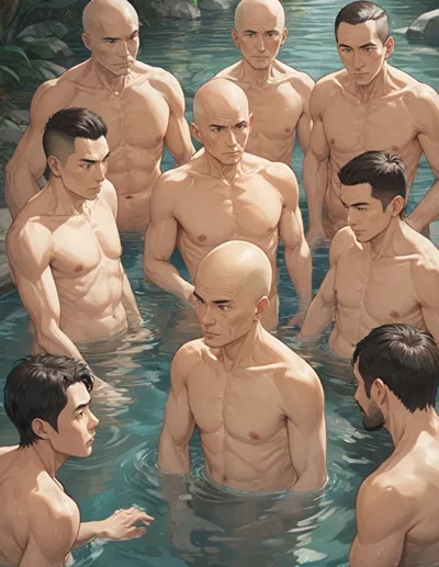 Naked Men in Hot Spring Bath