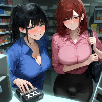 Your wife and her futa coworker are buying XXL condoms together after a work happy hour?!