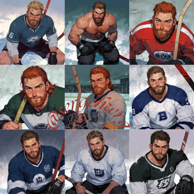 9 big guys... HOCKEY JOCKS