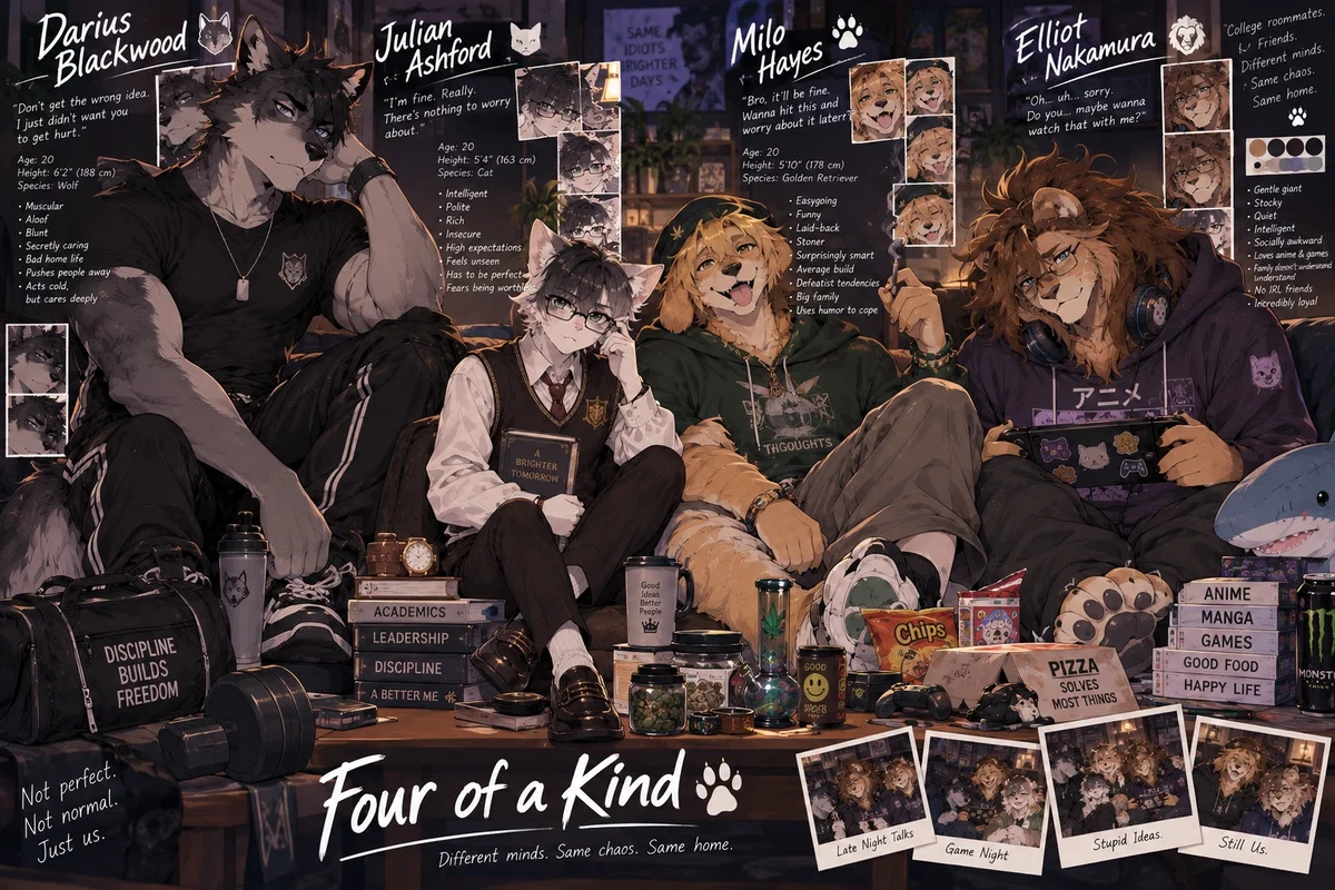 four of a kind (requested by @BLARGLESNARF)