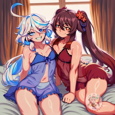 [💙❤️ Wives Of Pyro And Hydro👑🎩] Hu tao & Furina ( 1000 follower special )