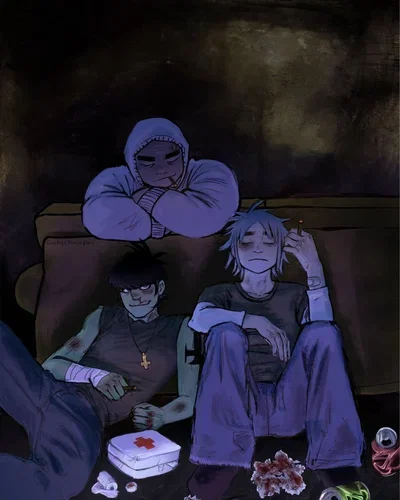 Gorillaz (2-D, Murdoc, & Russel)