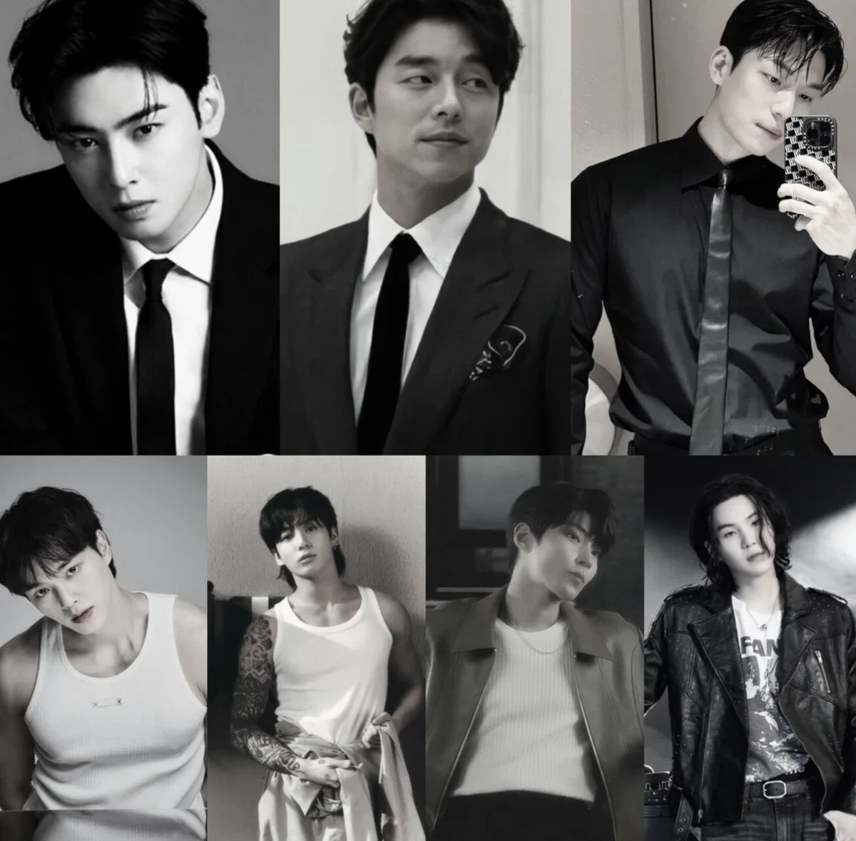 Cha Eun-woo,Song kang,Wi ha jun, jungkook, gongyoo, agust d, Hwang inyeop.