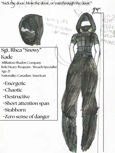 Sgt. Rhea "Snowy" Kade - Shadow Company OC