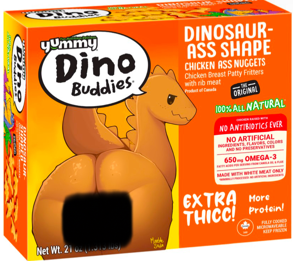 The famous NSFW dinosaur nugget mascot