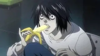 L eating a banana
