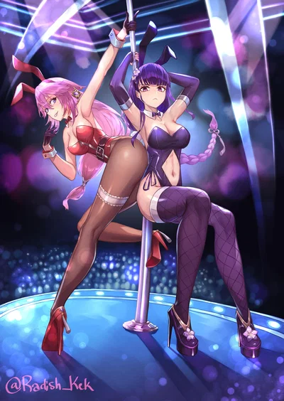 Strip bunny Club| Yae Miko & Raiden ei 