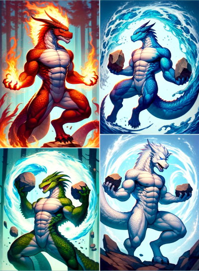 Elemental Muscle Dragons