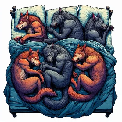 5 Werewolfs Laying in Your bed