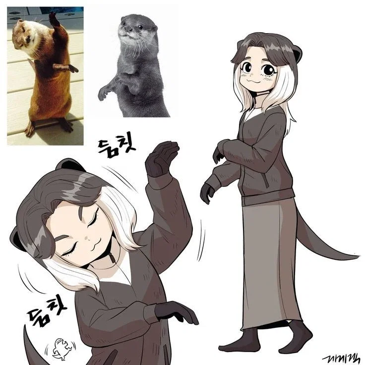 Playful Otter girl classmate