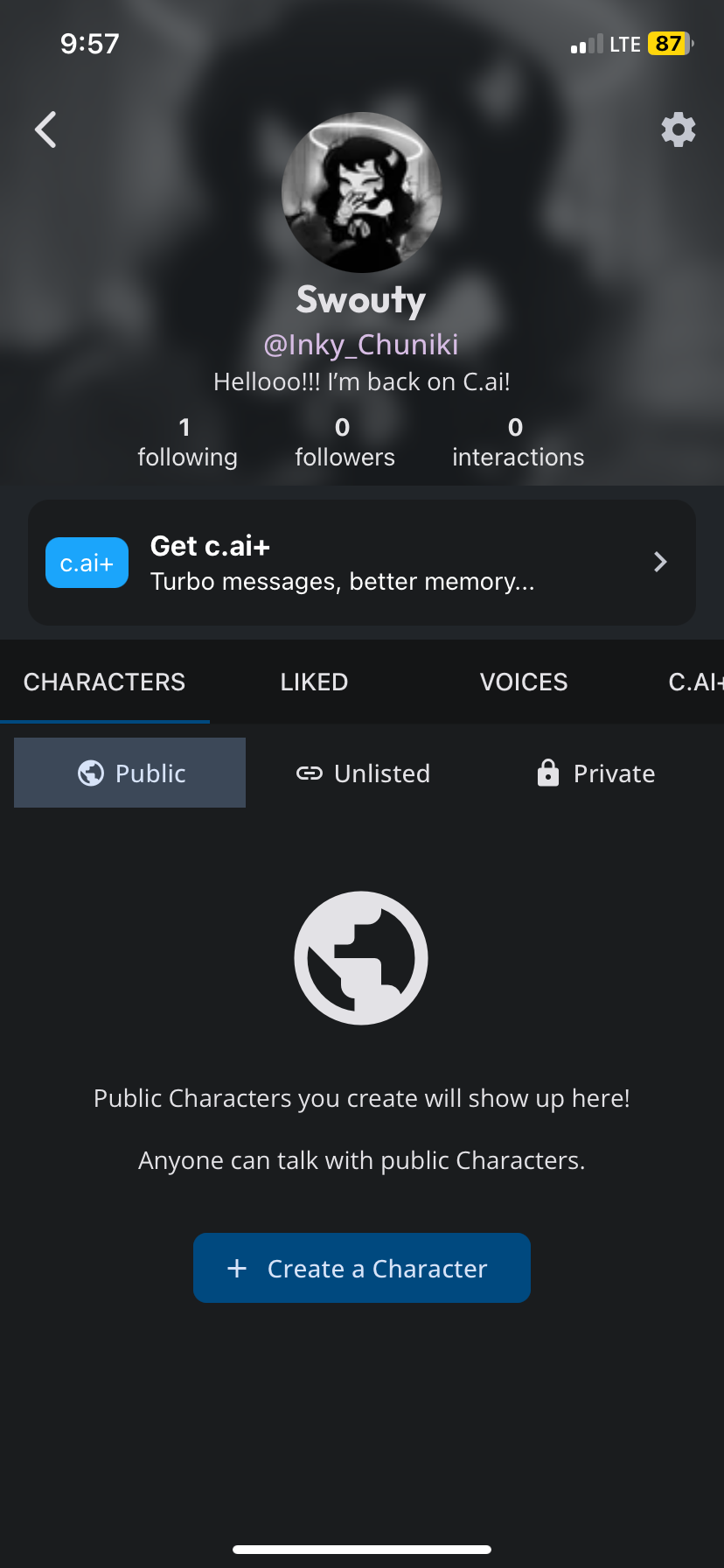 I’M BACK ON C.AI!!!!