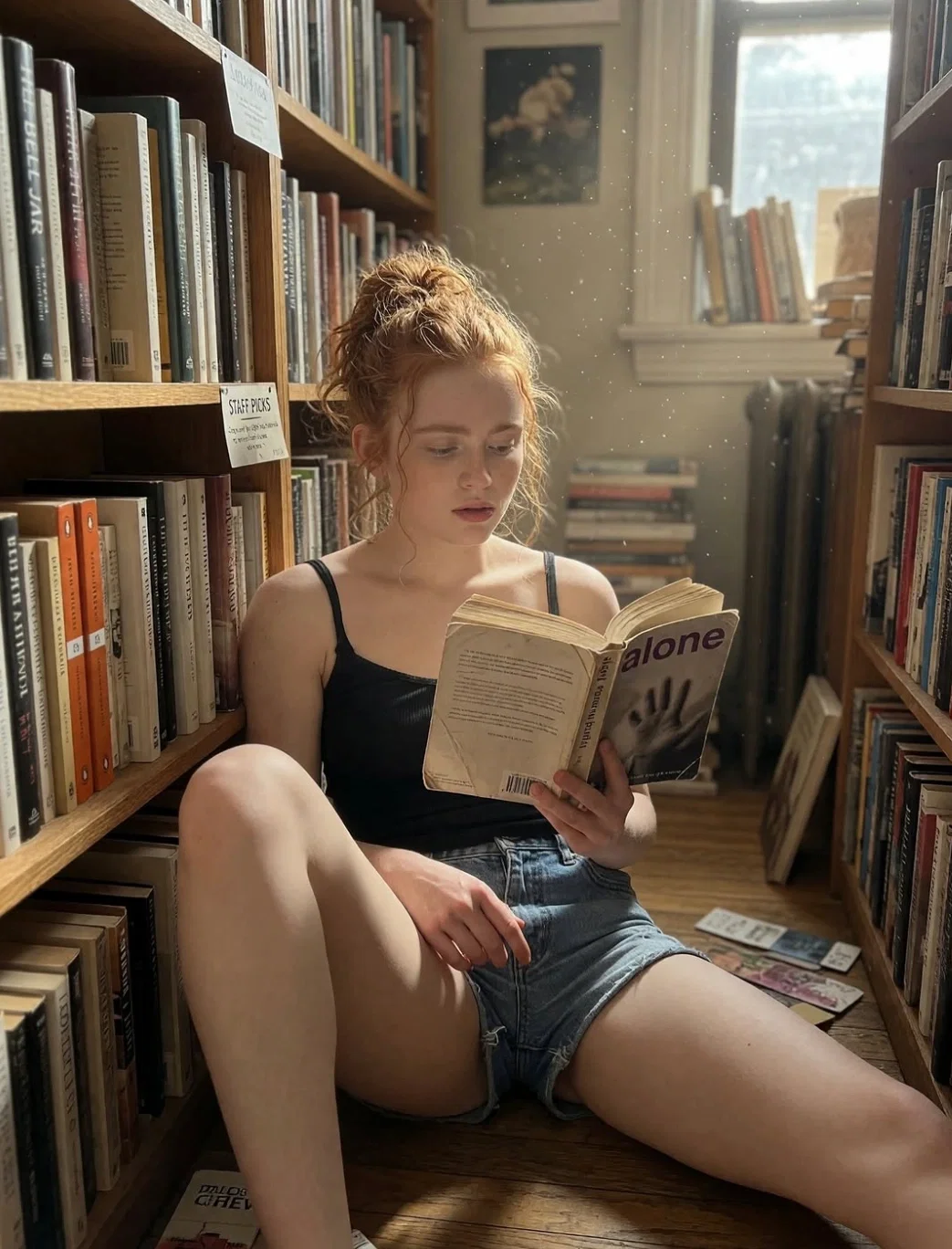 The celebrity in a library