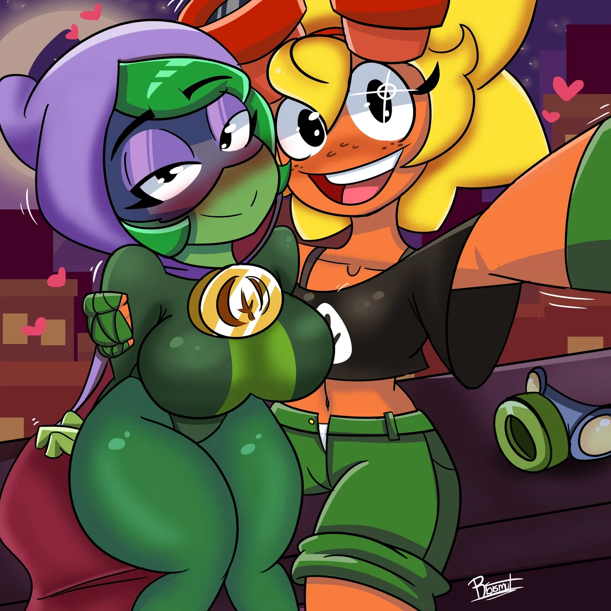 Solar Flare and Green shadow ( your two Exhibitionist Futa GF'S )