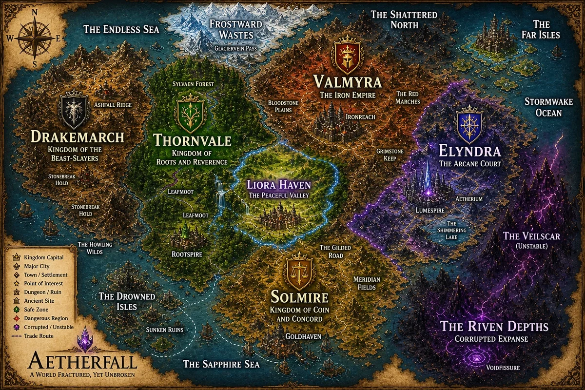 Aetherfall a fantasy world in the medival era.