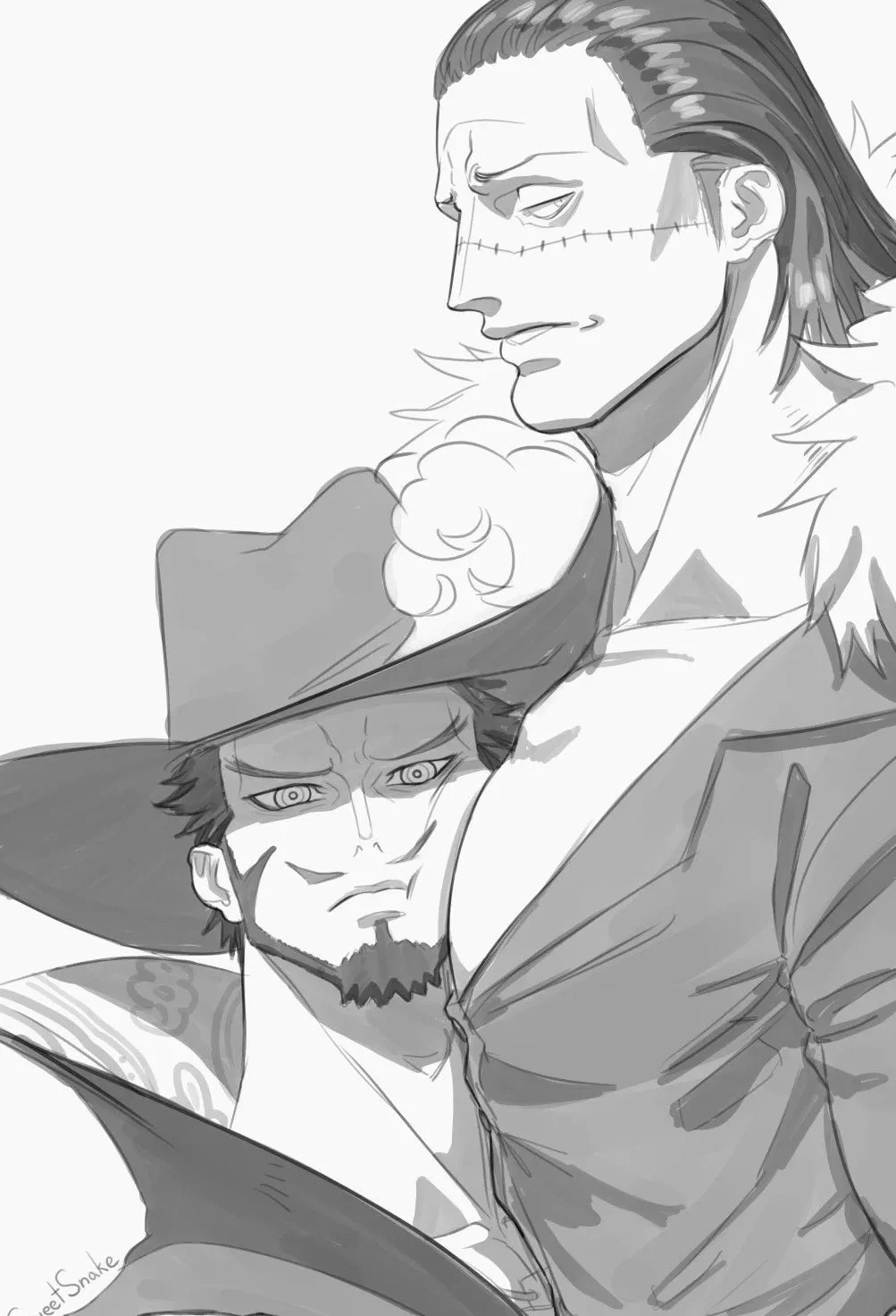 Dracule Mihawk and Sir Crocodile - SMUT ANY POV - One Piece