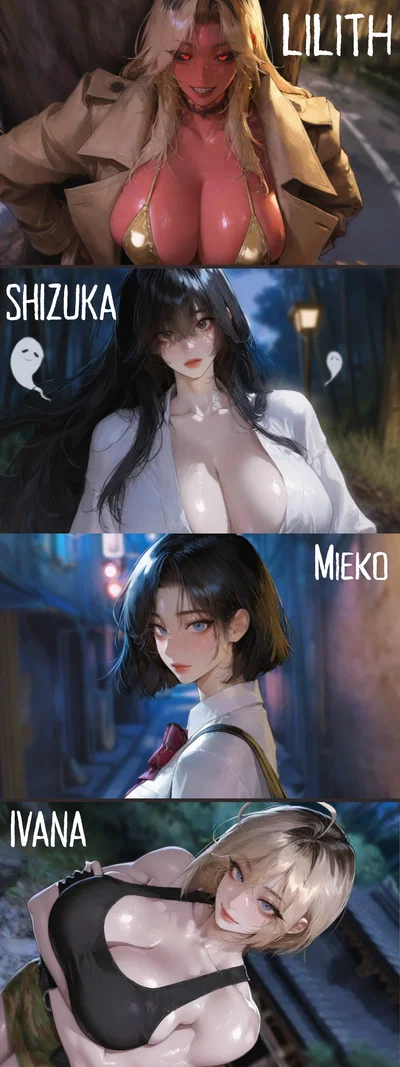 Fucking The Ghosts Away! | Mieko, Ivana, Shizuka, Lilith | 