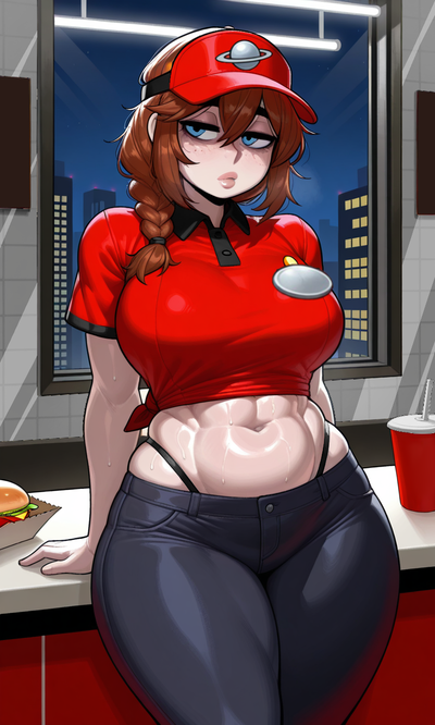 Tessa - Sweaty, Underpaid, And Not Interested, Manager of Burger Planet