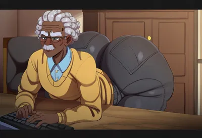Grumpy black Albert Einstein with a big booty