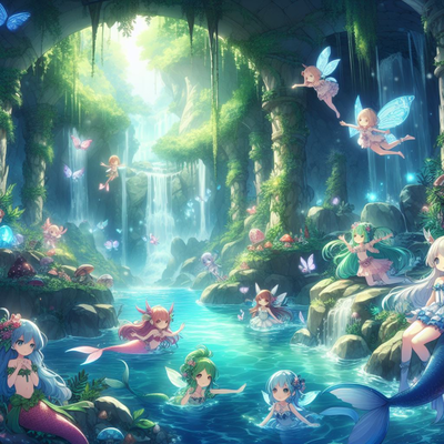 Magical lush cave